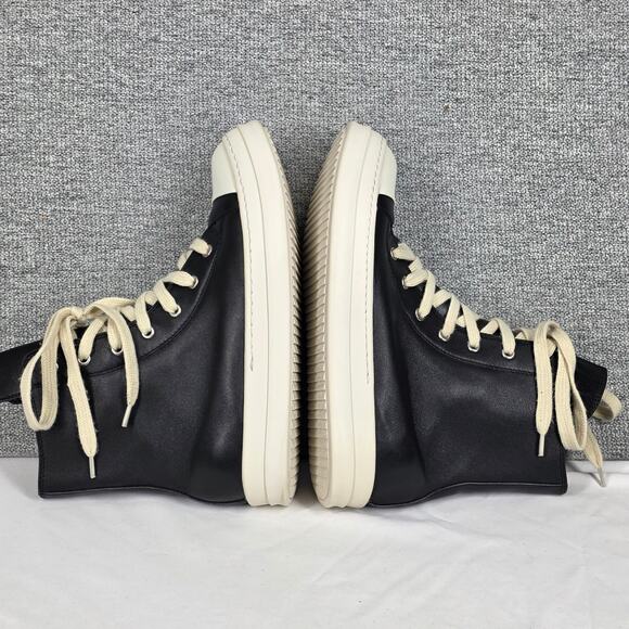 RICK OWENS DRKSHDW RAMONES BLACK LEATHER HIGH‑TOP SNEAKERS – SIZE 42 – SIDE ZIP main image 7